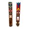 Set of 2 Hand Carved Wooden Tiki Mask Wall Sculptures 39.5 Inch Tall